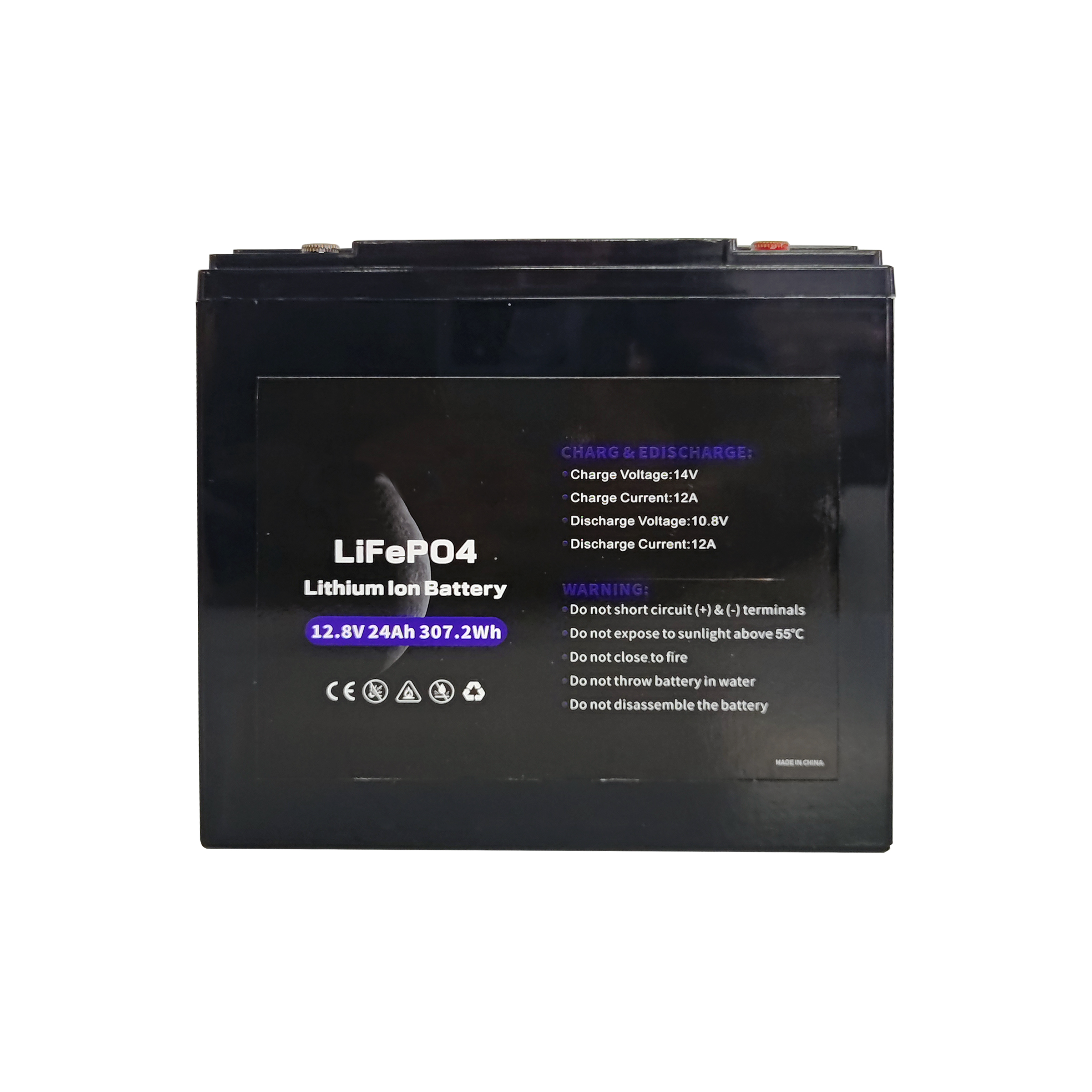 LifePo4锂离子电池12.8v24AH 307.2Wh